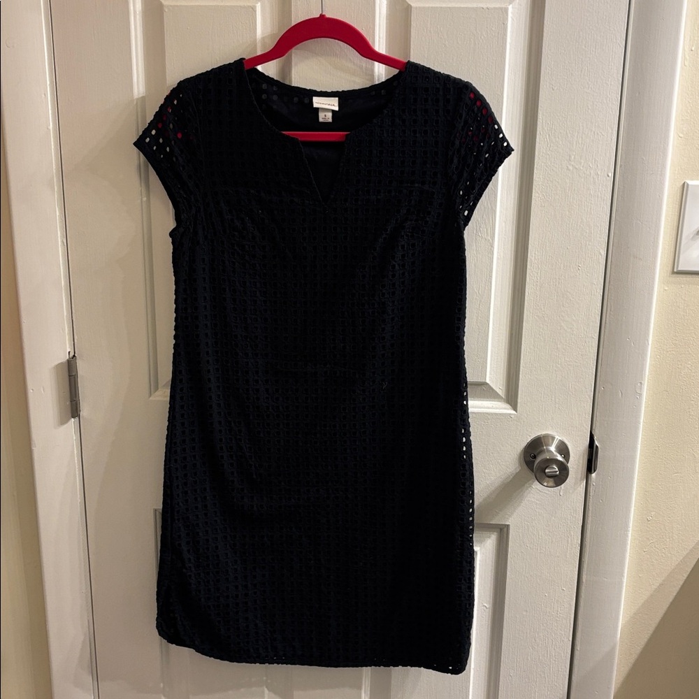Merona Black Textured Short Sleeve Dress